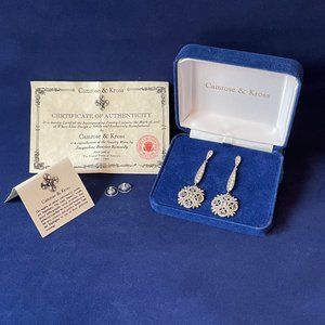 NWOT Jackie Kennedy Reproduction Floral Crystal Drop Earrings
